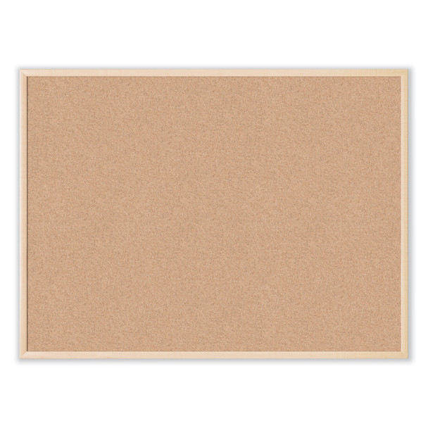 Cork Bulletin Board, 47 x 35, Tan Surface, Birch Wood Frame