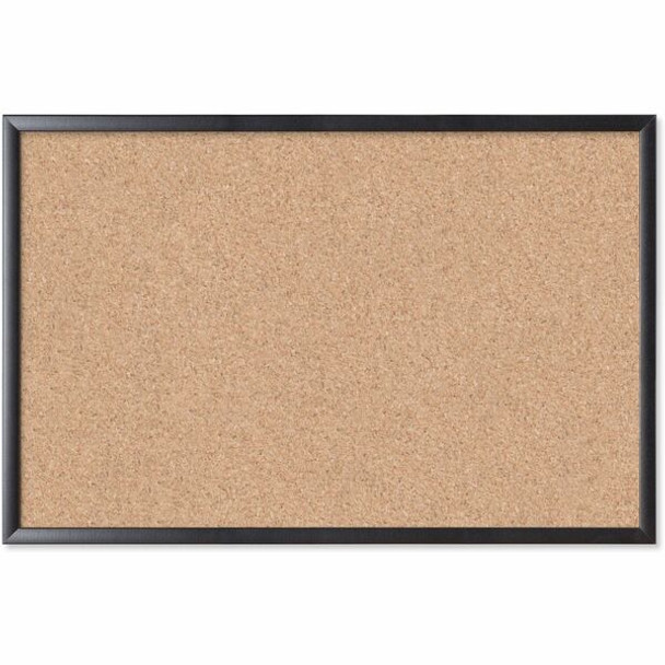 U Brands Cork Bulletin Board - 35" X 23" , Natural Cork Surface - Self-healing, Durable, Mounting System, Tackable, Sturdy - Black Wood Frame - 1