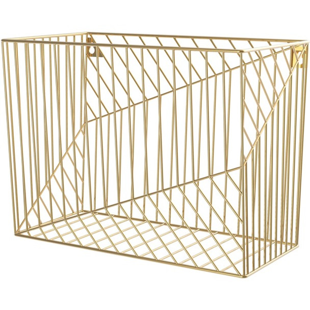 U Brands Vena Hanging File Basket - 6.8" Height x 9.5" Width12.4" Length%Desktop - Gold - Metal - 1 Each