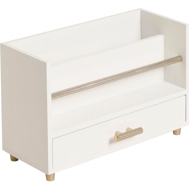 U Brands Juliet Collection Letter Sorter - 6" Height x 3.8" Width x 9.5" Depth - Desktop - Sturdy, Durable, Pull-out Drawer - Pine Wood, Gold Finish Hardware- 12