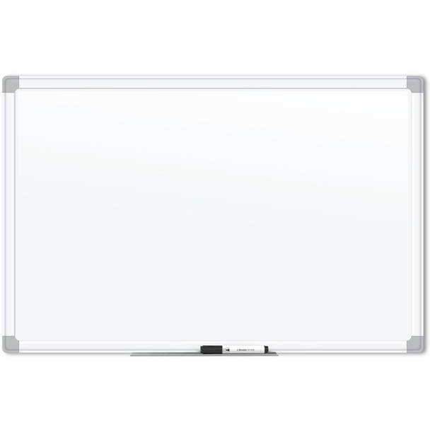 U Brands White Aluminum Framed Magnetic Porcelain Steel Board, 48" X 36" - 48" (4 ft) Width x 36" (3 ft) Height - White Porcelain Steel Surface - White Aluminum Frame - Rectangle - Horizontal/Vertical - 1