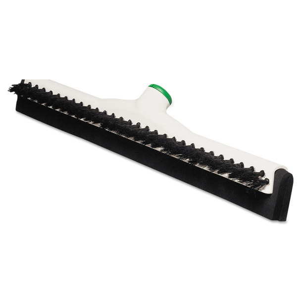 Sanitary Brush with Squeegee, Black Polypropylene Bristles, 18" Brush, Moss Plastic Handle