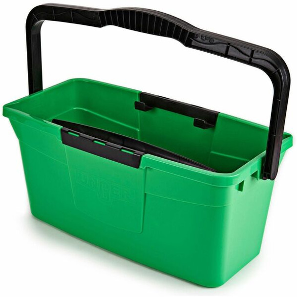 Unger 3 Gallon Pro Bucket - 12 quart - Compact, Ergonomic Grip, Durable, Comfortable Handle, Pour Spout - Green, Black - 10 / Carton