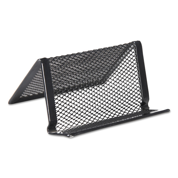 Mesh Metal Business Card Holder, Holds 50 2.25 x 4 Cards, 3.78 x 3.38 x 2.13, Black