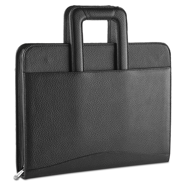 Zip-Around Padfolio, Vinyl, 14 1/2 x 2 1/2 x 11 1/2, Black