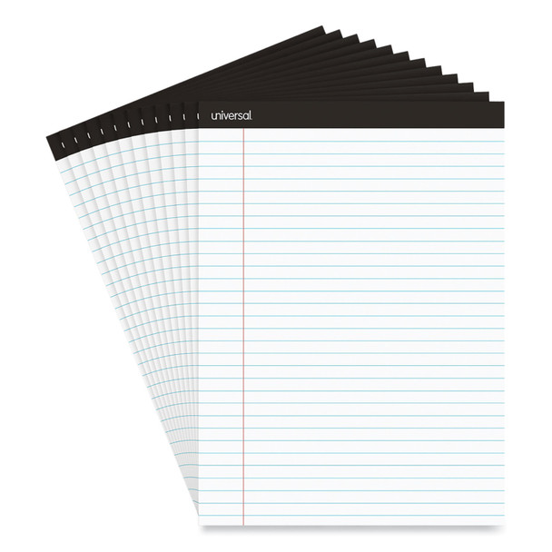 Premium Ruled Writing Pads with Heavy-Duty Back, Wide/Legal Rule, Black Headband, 50 White 8.5 x 11 Sheets, 12/Pack