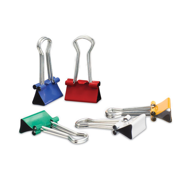 Binder Clips with Storage Tub, Small, Assorted Colors, 40/Pack