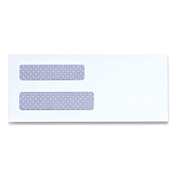 Double Window Business Envelope, #8 5/8, Square Flap, Self-Adhesive Closure, 3.63 x 8.63, White, 500/Box