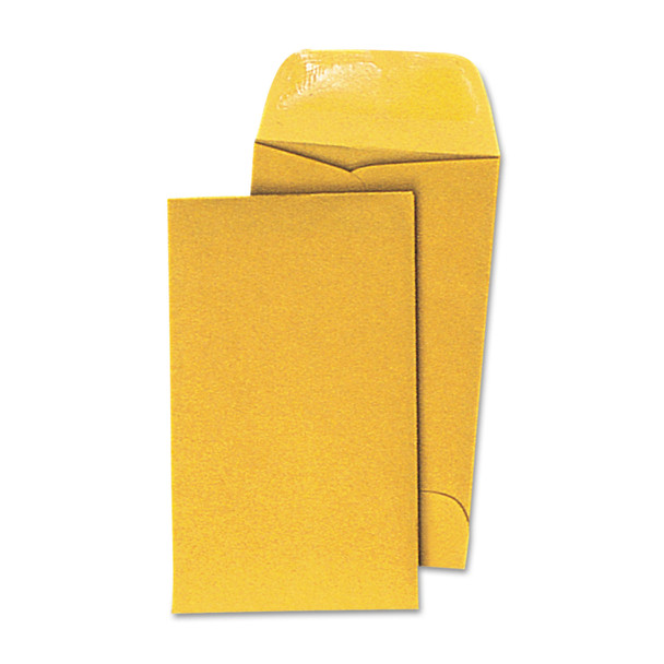 Kraft Coin Envelope, #7, Round Flap, Gummed Closure, 3.5 x 6.5, Light Brown Kraft, 500/Box