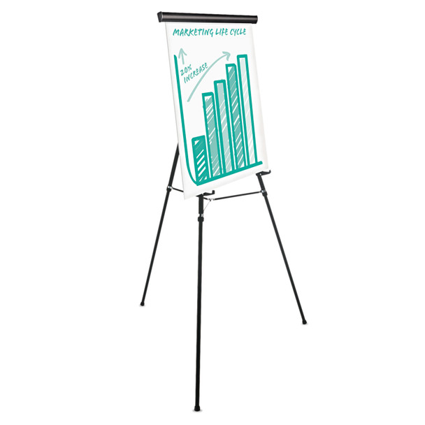 Heavy-Duty Adjustable Presentation Easel, 69" Maximum Height, Metal, Black