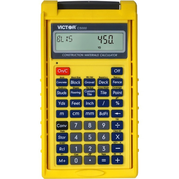 Victor C5000 Construction Materials Calculator - LCD - Battery Powered - 2 - LR44 - Yellow - 1 Each