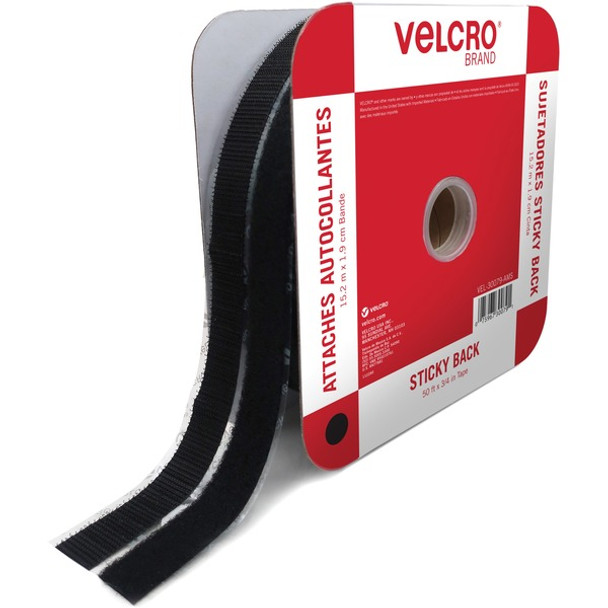 VELCRO&reg; Sticky Back Fasteners - 16.67 yd Length x 0.75" Width - 1 / Roll - Black