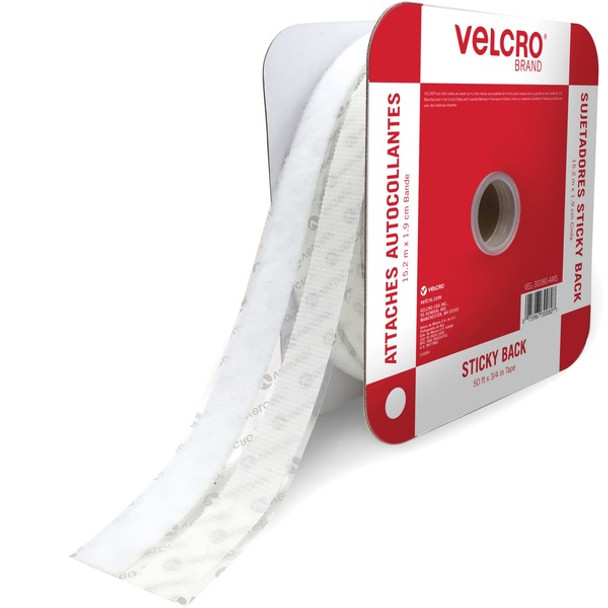 VELCRO&reg; Sticky Back Fasteners - 16.67 yd Length x 0.75" Width - 1 / Roll - White