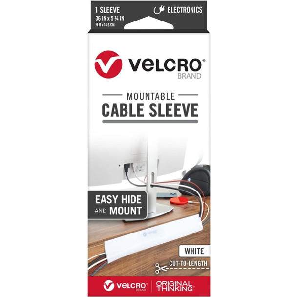 VELCRO&reg; Mountable Cut-To-Length Cable Sleeves - Cable Sleeve - White - 1