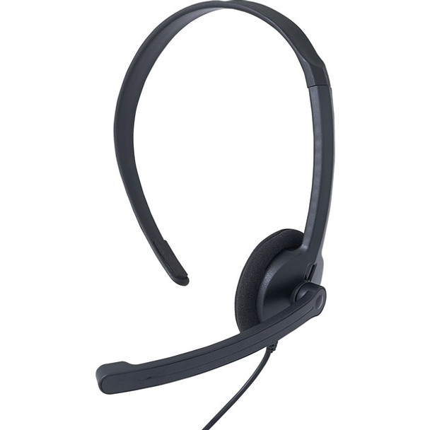 Verbatim Mono Headset with Microphone and In-Line Remote - Mono - Mini-phone (3.5mm) - Wired - 32 Ohm - 20 Hz - 20 kHz - Over-the-head - Monaural - Circumaural - 5.25 ft Cable - Omni-directional Microphone