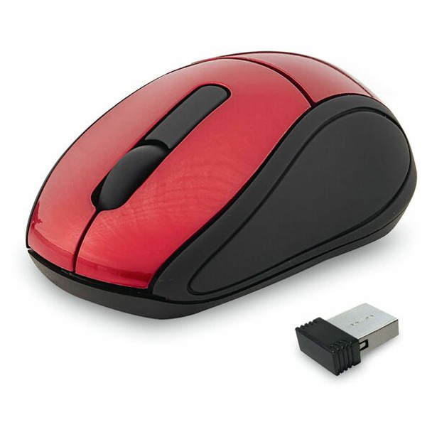 Verbatim Wireless Mini Travel Optical Mouse - Red - Radio Frequency - USB - 1600 dpi - Scroll Wheel