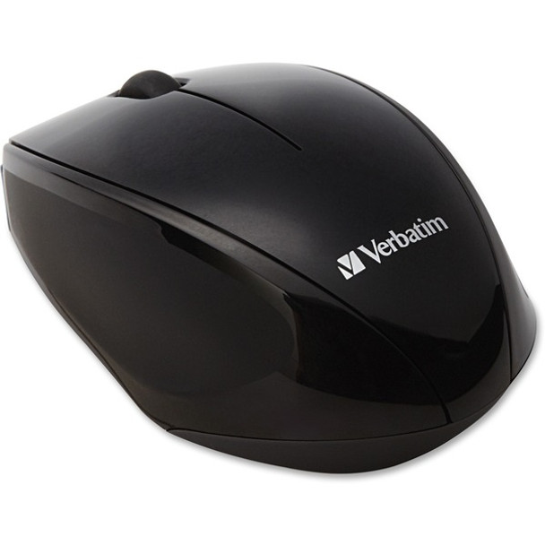 Verbatim Wireless Notebook Multi-Trac Blue LED Mouse - Black - Blue Optical - Wireless - Radio Frequency - Black - USB 2.0 - Scroll Wheel - 2 Button(s)