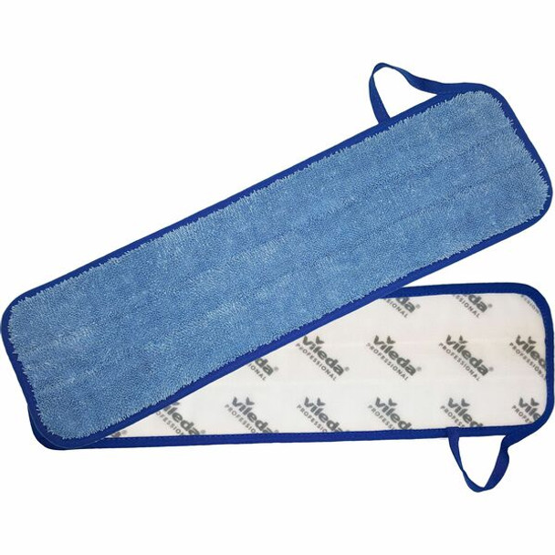 Vileda Professional Hook-and-Loop Wet Mop Pad - 6" Width x 21" Length - Polyester - Blue - 12 / Case