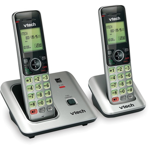 VTech CS6619-2 DECT 6.0 Cordless Phone - Black, Silver - Cordless - Corded - 1 x Phone Line - 2 x Handset - Speakerphone - Hearing Aid Compatible - Backlight