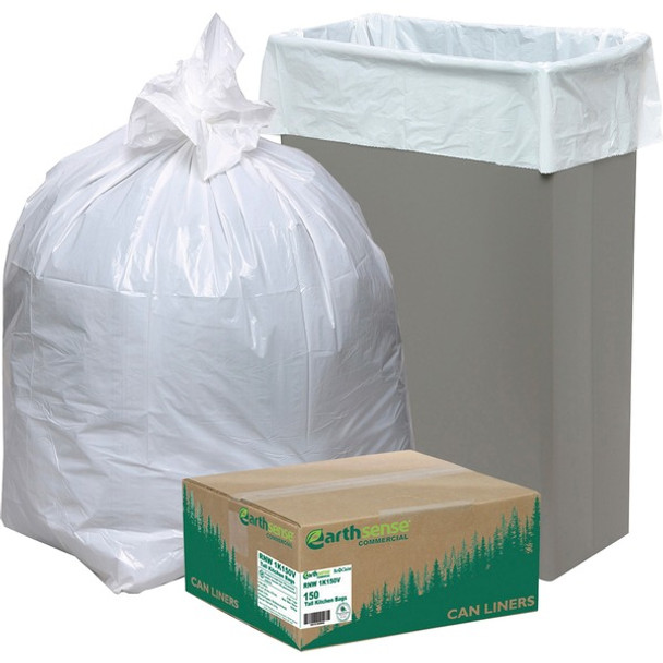 Berry Heavy-Duty Reclaim Recycled White Can Liners - Small Size - 13 gal Capacity - 24" Width x 33" Length - 0.87 mil (22 Micron) Thickness - Low Density - White - Plastic - 150/Carton - Recycled