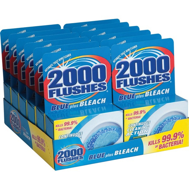 WD-40 2000 Flushes Blue/Bleach Bowl Cleaner Tablets - Concentrate - 3.50 oz (0.22 lb) - 12 / Carton - Blue