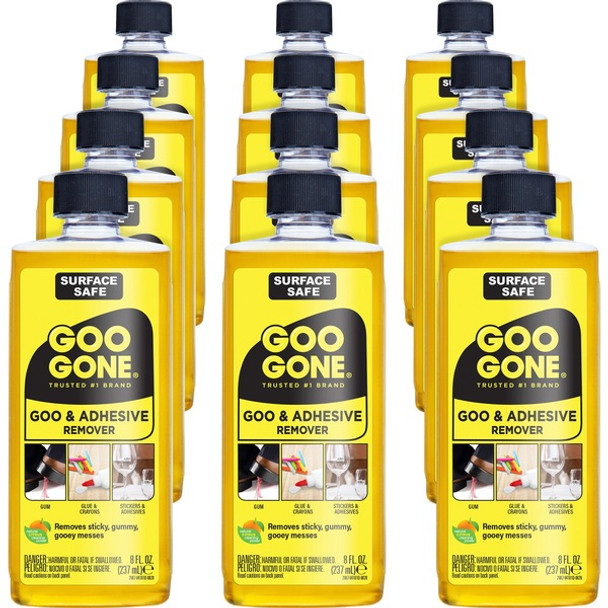 Goo Gone Gum/Glue Remover - For Multipurpose - 8 fl oz (0.3 quart) - Citrus Scent - 12 / Carton - Orange