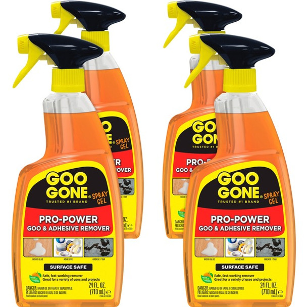 Goo Gone Spray Gel - 24 fl oz - For Tar, Glue, Caulk, Sealant, Tree Sap, Wet Paint, Asphalt, Ink, Marker Soot, Grease, Oil - Orange - Citrus Extract 4 / Carton