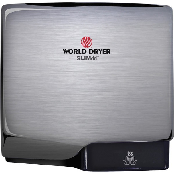 World Dryer SLIMdri Automatic Hand Dryer - 11.4" Width x 3.9" Depth x 10.7" Height - 1 Each - Metallic Silver - Stainless Steel