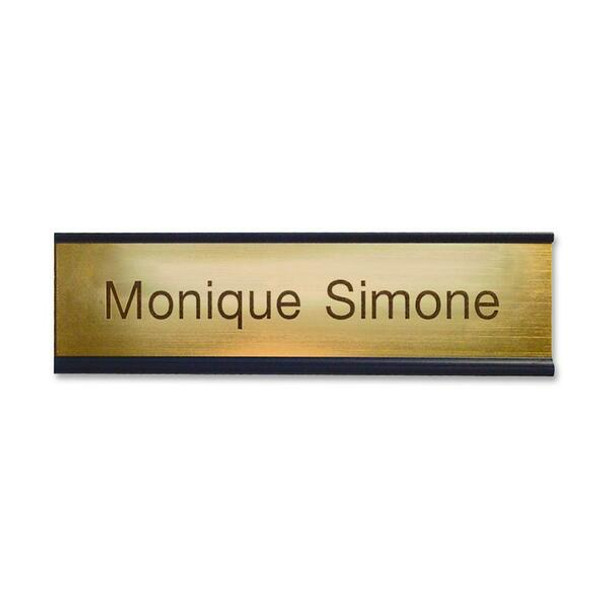 Xstamper Standard Aluminum Desk Sign - 1 Each - 8" Width x 2" Height - Aluminum - Black