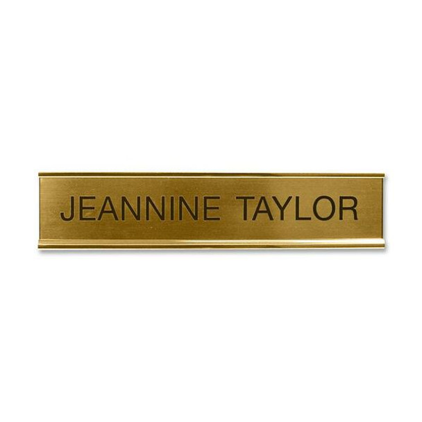 Xstamper Standard Aluminum Desk Sign - 1 Each - 10" Width x 2" Height - Aluminum - Gold