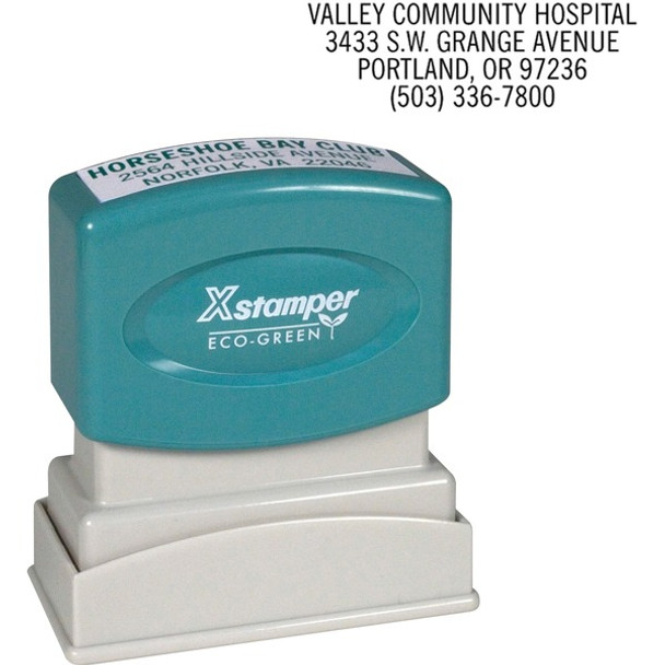 Xstamper Custom Return Address Pre-inked Stamp - Custom Message Stamp - 0.50" Impression Width x 1.62" Impression Length - 50000 Impression(s) - Recycled - 1 Each