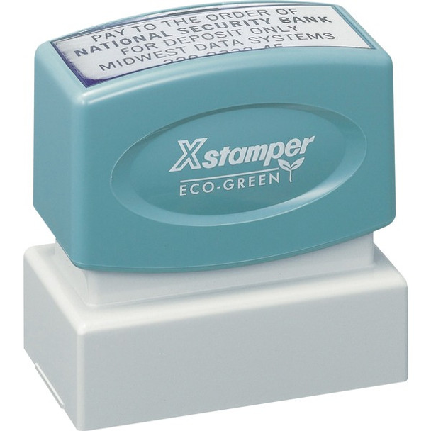 Xstamper Custom Endorsement Pre-inked Stamp - Custom Message Stamp - 1" Impression Width x 2" Impression Length - 50000 Impression(s) - Recycled - 1 Each