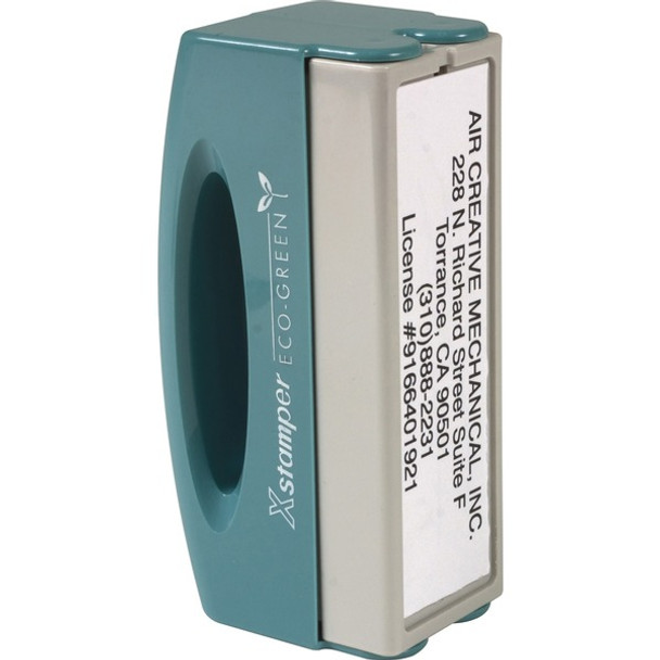 Xstamper Pre-inked Large Pocket Stamp - Custom Message Stamp - 0.62" Impression Width x 2.44" Impression LengthPlastic - Recycled - 1 Each