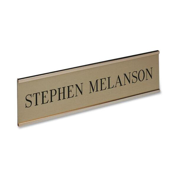 Xstamper Framed Standard Aluminum Wall Sign - 1 Each - 8" Width x 2" Height - Wall Mountable - Indoor - Aluminum - Gold