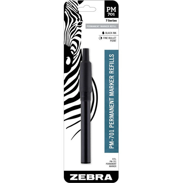 Zebra STEEL 7 Series PM-701 Permanent Marker - Fine Point - Black - 1 / Pack