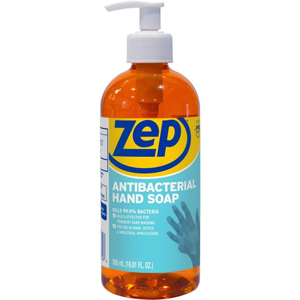 Zep Antimicrobial Hand Soap - Fresh Clean ScentFor - 16.9 fl oz (500 mL) - Kill Germs, Bacteria Remover, Soil Remover - Hand - Antibacterial - Orange - Non-abrasive, Solvent-free, Residue-free - 1 Each