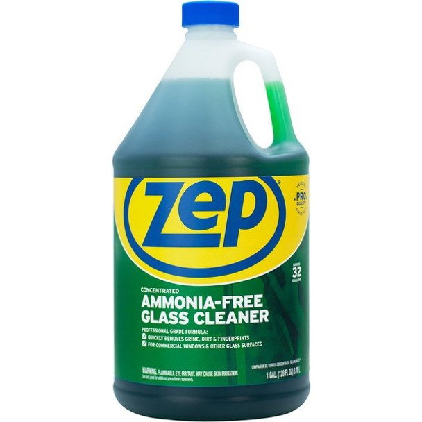 Zep Glass Cleaner Concentrate - For Glass - Concentrate - 128 fl oz (4 quart) - 1 Each - Non-streaking, Ammonia-free, Disinfectant - Green