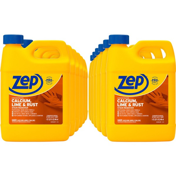 Zep Calcium, Lime & Rust Stain Remover - Concentrate Liquid - 32 fl oz (1 quart) - 1 Each - Yellow