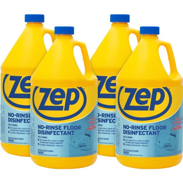 Zep No-Rinse Floor Disinfectant - 128 fl oz (4 quart) - 4 / Carton - Blue