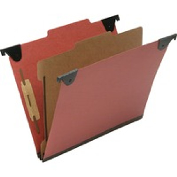 AbilityOne  SKILCRAFT 2/5 Tab Cut Letter Recycled Hanging Folder - 1" Folder Capacity - 8 1/2" x 11" - 2" Expansion - 2 Fastener(s) - 1" Fastener Capacity - Top Tab Location - Top Tab Position - 1 Divider(s) - Pressboard - 10 / Box - TAA Compliant