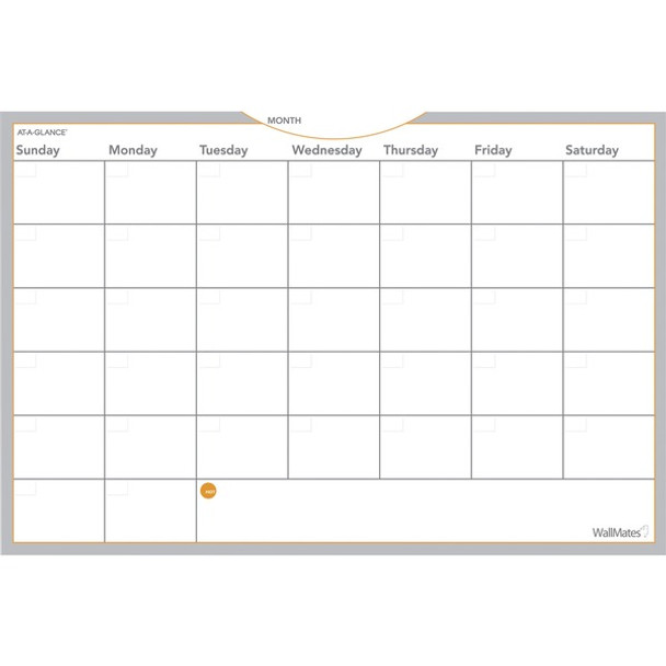 At-A-Glance WallMates Monthly Planning Surface - Monthly - 24" x 36" Sheet Size - White - Erasable, Self-adhesive, Adhesive Backing, Reference Calendar, Dry Erase Surface, Residue-free - 1 Each