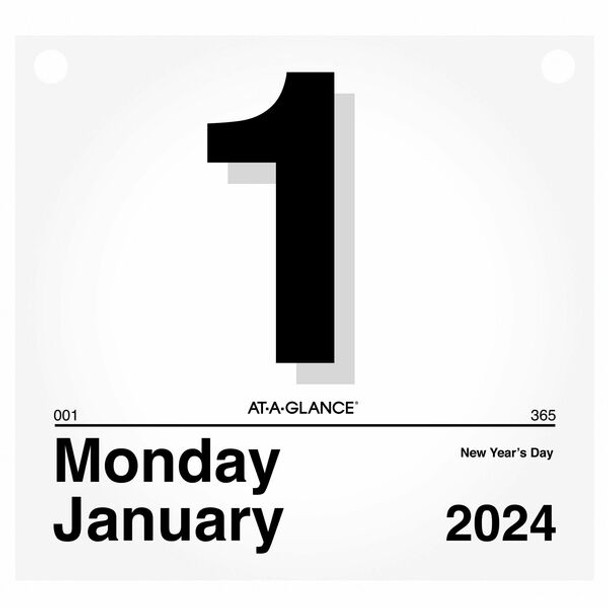 At-A-Glance "Today Is"Wall Calendar Refill - Large Size - Julian Dates - Daily - 12 Month - January 2024 - December 2024 - 1 Day Single Page Layout - 8 1/2" x 8" Sheet Size - Paper - Hanging Loop, Unruled Daily Block - 1 Each