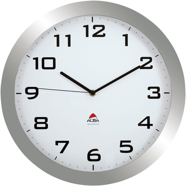 Alba Wall Clock - Analog - Quartz - Metallic Gray - Classic Style