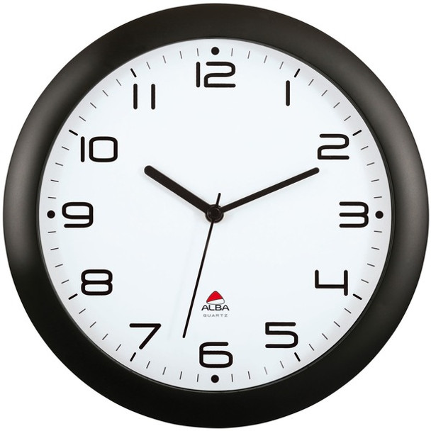Alba Wall Clock - Analog - Quartz - White Main Dial - Black - Classic Style