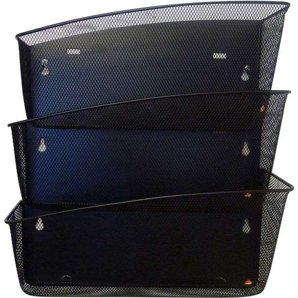 Alba Mesh Wall File Set - 3 Pocket(s) - Compartment Size 6.69" x 13.78" x 4.72" - 15.9" Height4.7" Depth x 13.8" Length - Black - Steel, Metal - 1 Each