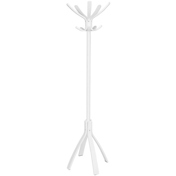 Alba Caf&eacute; Coat Stand - 5 Hooks - 10 Pegs - for Coat, Clothes, Accessories - Wood - White - 1 Each