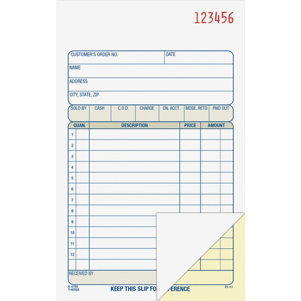 Adams Carbonless 2-part Numbered Sales Order Books - 50 Sheet(s) - 2 PartCarbonless Copy - 4.18" x 7.18" Sheet Size - White - Assorted Sheet(s) - Red Print Color - 1 Each