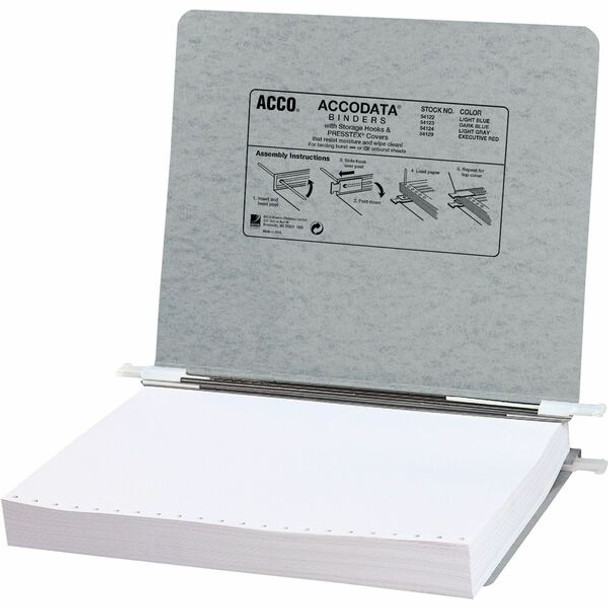 ACCO PRESSTEX Unburst Sheet Covers - 6" Binder Capacity - Letter - 8 1/2" x 11" Sheet Size - Pressboard - Dark Gray - Recycled - Embossed, Moisture Resistant, Flexible, Retractable Filing Hooks, Hanging System - 1 Each