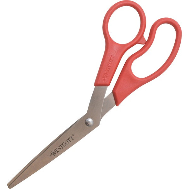 Westcott All Purpose 8" Bent Scissors - 3.50" Cutting Length - 8" Overall Length - Bent-left/right - Stainless Steel - Bent Tip - Stainless Steel - 1 Each