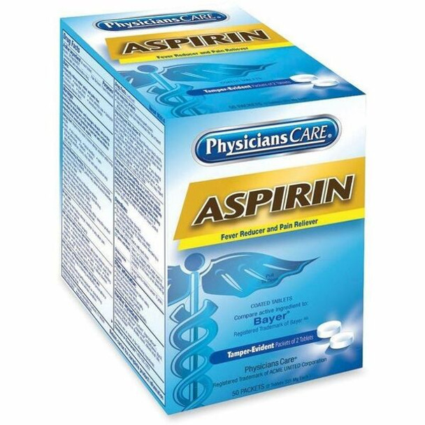 PhysiciansCare Aspirin Tablets - For Headache, Toothache - 50 / Box